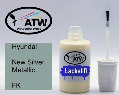 Hyundai, New Silver Metallic, FK: 20ml Lackstift, von ATW Autoteile West.